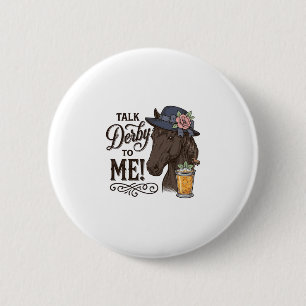 Badge Rond 5 Cm Parle Derby à Moi T-Shirt Gravure Vintage Cheval_1