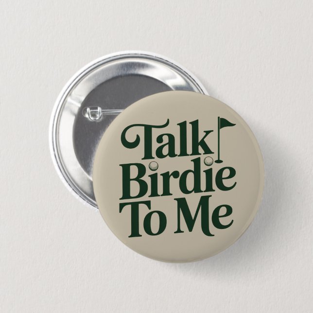 Badge Rond 5 Cm Parle Oiseau À Moi Golf Drôle Golfeuse Amoureuse (Devant & derrière)