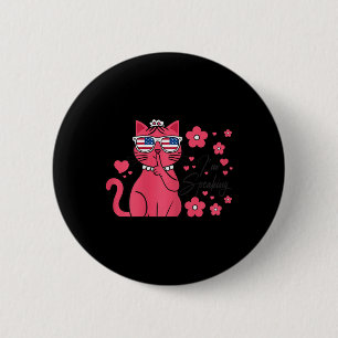 Badge Rond 5 Cm Parler Kamala Harris Funny Pink Cat Kamala 2024