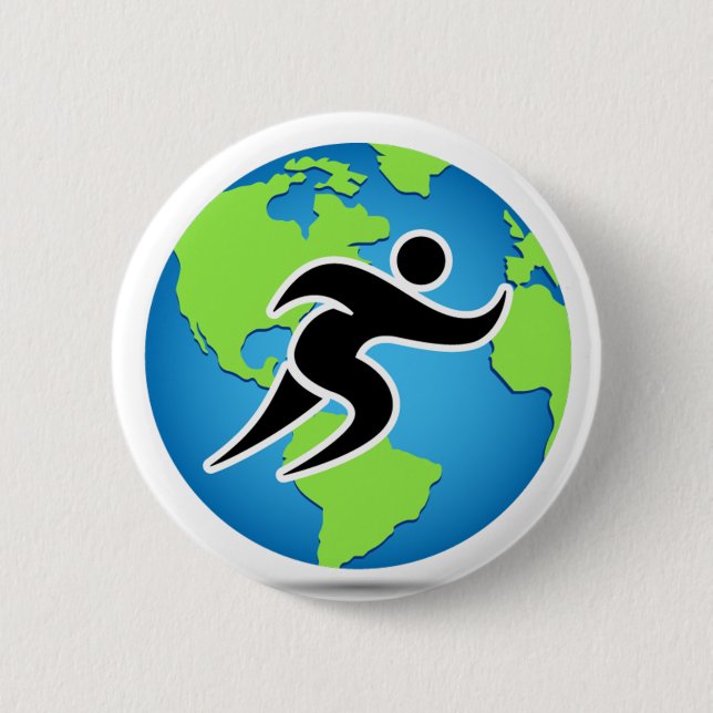 Badge Rond 5 Cm Parleremo Langue Marathon Runner (Devant)