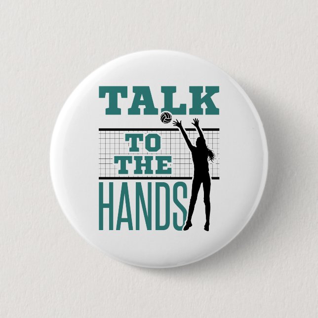 Badge Rond 5 Cm Parlez à Hands Funny Volleyball Middle Blocker (Devant)
