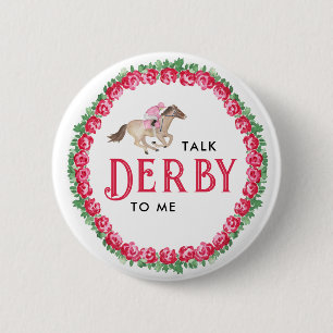 Badge Rond 5 Cm Parlez Derby   Mariage de Derby de Course de Cheva