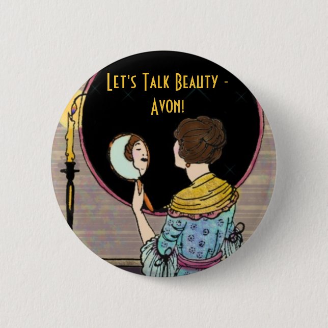 Badge Rond 5 Cm Parlons Beauté - Avon ! (Devant)