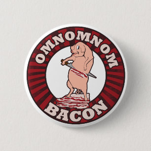 Badge Rond 5 Cm Parodie publicitaire Omnom Bacon