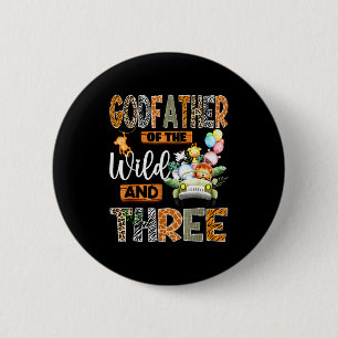 Badge Rond 5 Cm Parrain de la faune & Trois garçon pour un 3èm