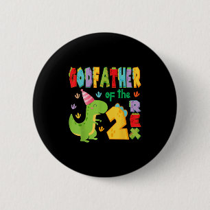Badge Rond 5 Cm Parrain Des Deux Rex 2e Anniversaire Garçon Dinosa