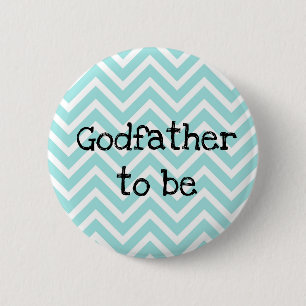 Badge Rond 5 Cm Parrain turquoise Baby shower Chevron