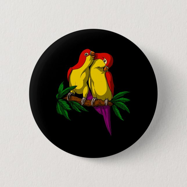 Badge Rond 5 Cm Parrot Bird mignon Couple (Devant)