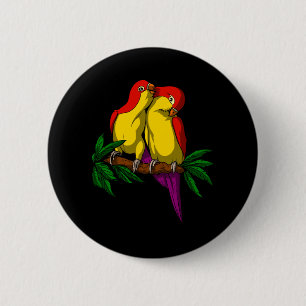 Badge Rond 5 Cm Parrot Bird mignon Couple