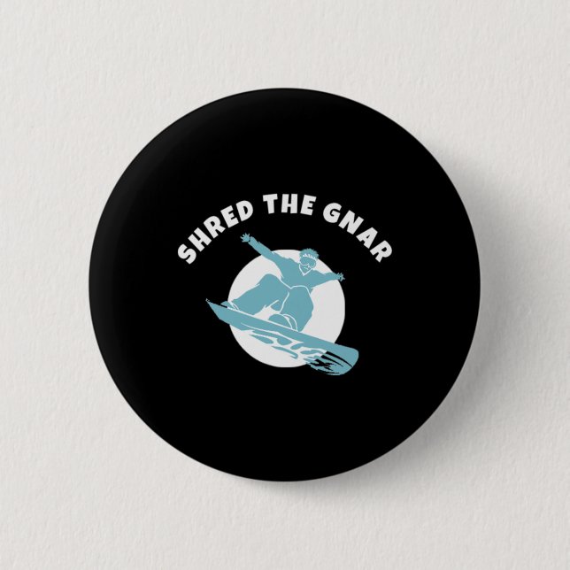 Badge Rond 5 Cm Partager Le Snowboard Gnar (Devant)