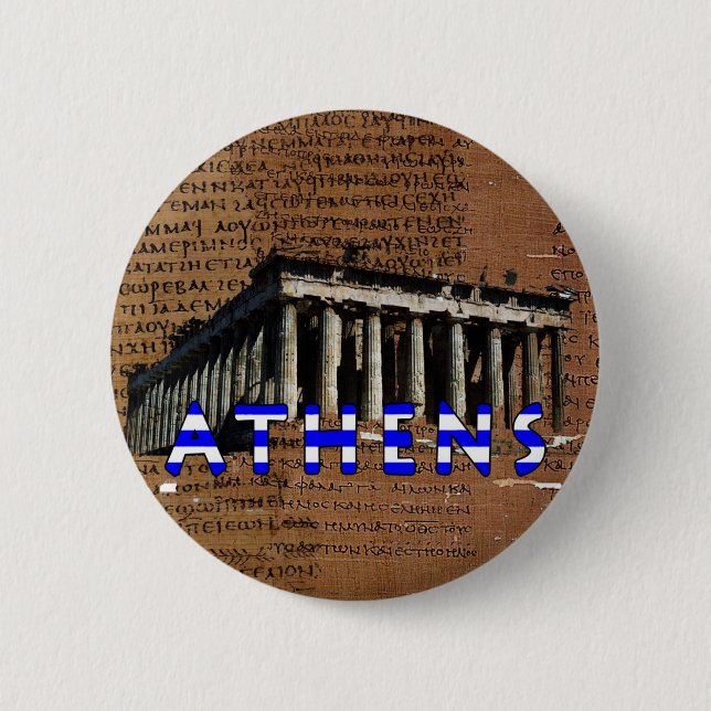 Badge Rond 5 Cm Parthénon d'Athènes Grèce (Devant)