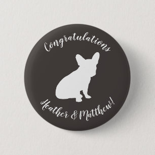 Badge Rond 5 Cm Parti Silhouette de Bulldog