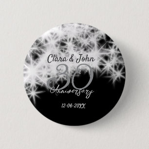 Badge Rond 5 Cm Parties scintillant d'anniversaire du 30e mariage