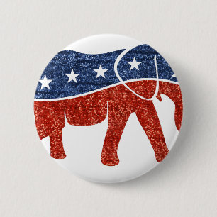 Badge Rond 5 Cm parties scintillant de l'éléphant républicain