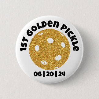 Badge Rond 5 Cm Parties scintillant de Pickleball Gold Pickle doré
