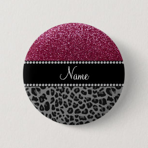 Badge Rond 5 Cm parties scintillant de prune de nom personnalisé 