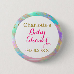Badge Rond 5 Cm Parties scintillant d'or couleur Baby shower de fi