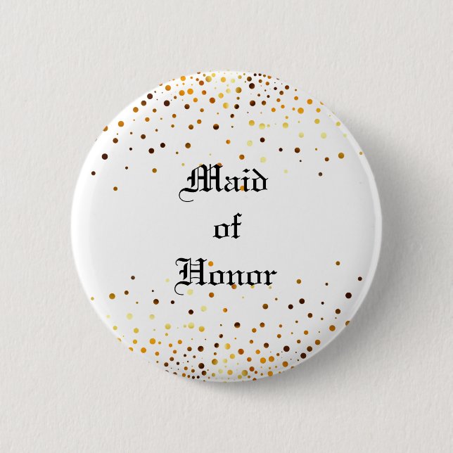 Badge Rond 5 Cm Parties scintillant d'or Faux Foil Confetti Maid o (Devant)