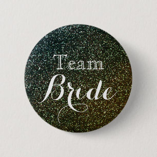 Badge Rond 5 Cm Parties scintillant d'or Faux Foil Mariage Team Br