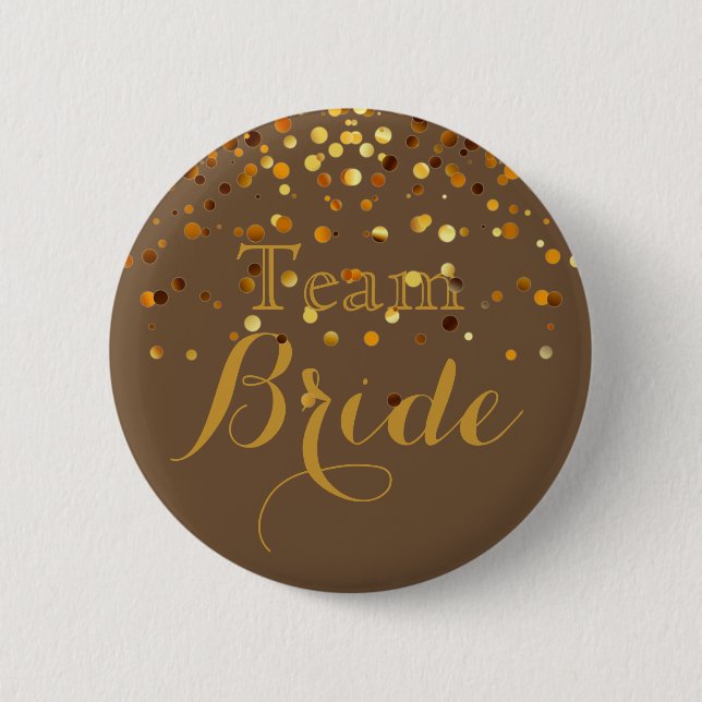 Badge Rond 5 Cm Parties scintillant d'or Faux Foil Mariage Team Br (Devant)