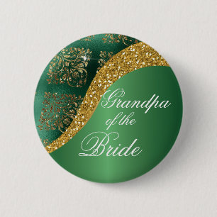 Badge Rond 5 Cm Parties scintillant d'or Grand-père métallique ver