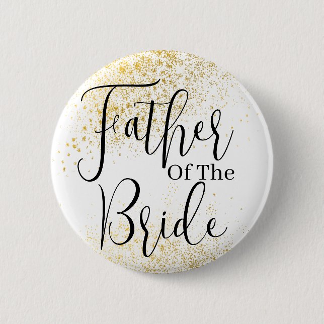 Badge Rond 5 Cm Parties scintillant d'or père de Bride mariage But (Devant)