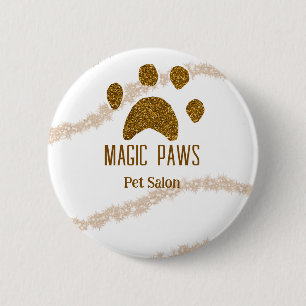 Badge Rond 5 Cm Parties scintillant dorée pattes animal salon ajou