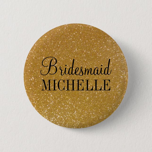 Badge Rond 5 Cm Parties scintillant dorée personnalisée bridesserv (Devant)