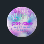 Badge Rond 5 Cm Parties scintillant holographique Lecteurs violet<br><div class="desc">Personnalisez facilement ce mignon Holographic Parties scintillant Drips Pastel Unicorn party Nom bouton avec nom, profession et logo de l'entreprise. Un design d'affaires coloré et mignon dans des couleurs pastel arc-en-ciel irisé bébé entièrement personnalisable, des polices de calligraphie script élégantes et un look professionnel et clair. Le bouton holographique de...</div>