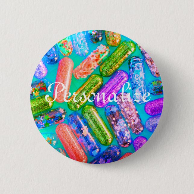 Badge Rond 5 Cm Parties scintillant infirmière regarder médicament (Devant)