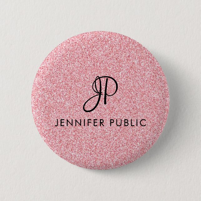 Badge Rond 5 Cm Parties scintillant or Rose tendance Look Modèle m (Devant)