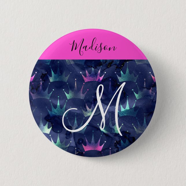 Badge Rond 5 Cm Parties scintillant rose chaud étincelles Mermaid  (Devant)