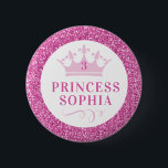 Badge Rond 5 Cm Parties scintillant rose Princesse Anniversaire pe<br><div class="desc">Bouton de couronne rose brillant avec nom et âge personnalisés pour la fille d'anniversaire spéciale. Vous pouvez également créer une faveur personnalisée pour chaque invité de la fête ! Coordination des fournitures de princess partie disponibles dans la boutique de graphiste papier.</div>