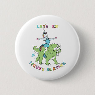 Badge Rond 5 Cm Partons dinosaure d'équitation d'Unicor de