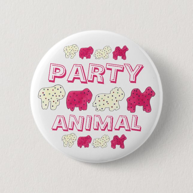 Badge Rond 5 Cm PARTY ANIMAL Crackers Cookies Circus Zoo Anniversa (Devant)