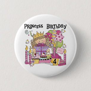 Badge Rond 5 Cm Party Princess 4th Birthday Tshirts et cadeaux