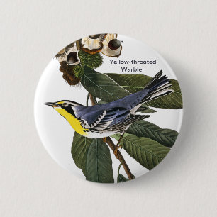 Badge Rond 5 Cm Paruline à gorge jaune, John James Audubon, Oisea