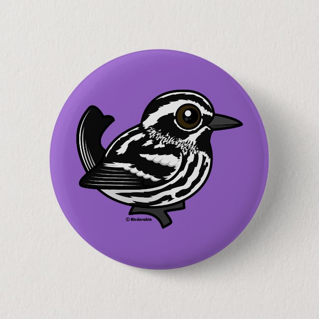 Badge Rond 5 Cm Paruline noire et blanche (Devant)