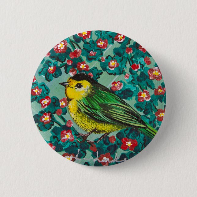 Badge Rond 5 Cm Paruline Wilson (Devant)