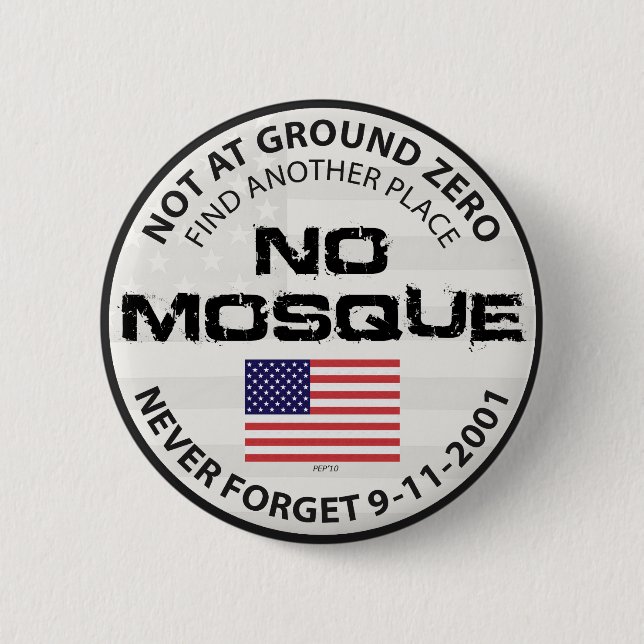 Badge Rond 5 Cm Pas De Mosquée À Ground Zero (Devant)