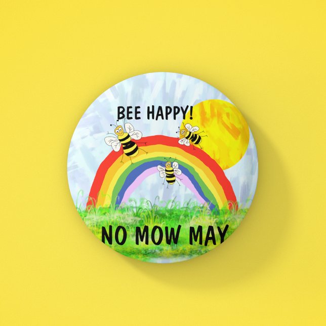 Badge Rond 5 Cm Pas de mow Mai Sauver les abeilles jardin pelouse (Créateur téléchargé)