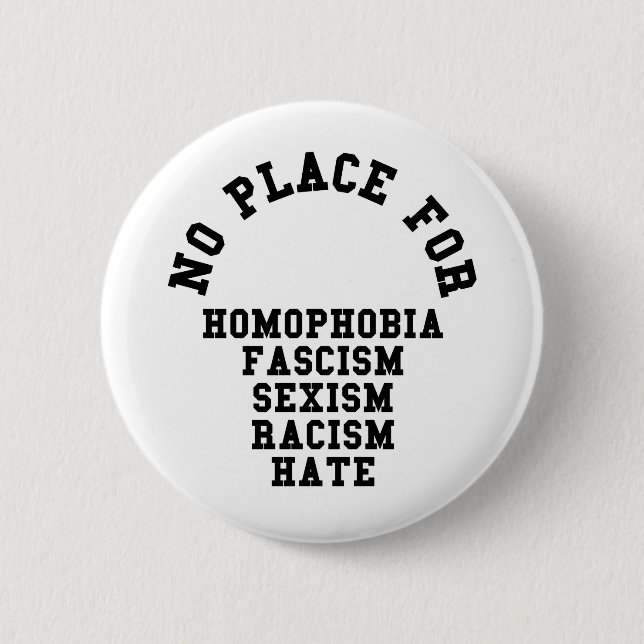 Badge Rond 5 Cm Pas De Place Pour L'Homophobie Citation (Devant)