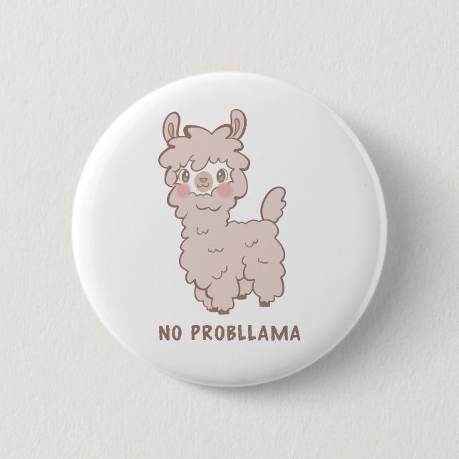Badge Rond 5 Cm Pas de problème pour Llama Pun (Devant)