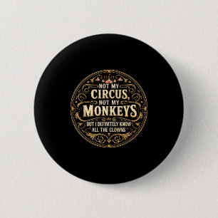 Badge Rond 5 Cm Pas mon cirque, pas mes singes mais je connais tou