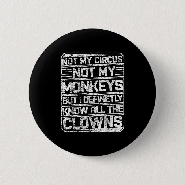 Badge Rond 5 Cm Pas Mon Cirque Pas Mes Singes Mais Je Connais Tout (Devant)