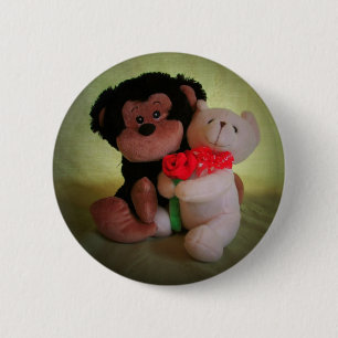 Badge Rond 5 Cm Pas monkey avec mon ours de nounours