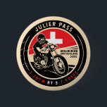 Badge Rond 5 Cm Passe Julier | Suisse | Motorcycle<br><div class="desc">Julier Pass fait dans un emblème de style vintage et en détresse. C'est un célèbre col de haute montagne que l'on trouve en Suisse.</div>