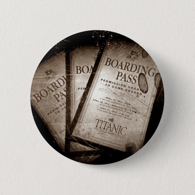 Badge Rond 5 Cm Passes d'embarquement Titanic RMS (Devant)