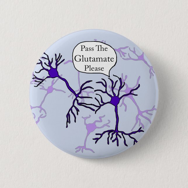 Badge Rond 5 Cm Passez le Neurone Glutamate (Devant)