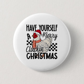 Badge Rond 5 Cm Passez un joyeux Noël caquetant Poulet C